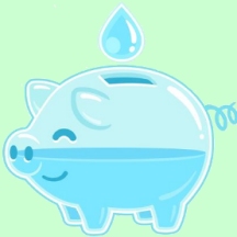 Piggy bank saving another drop of water
